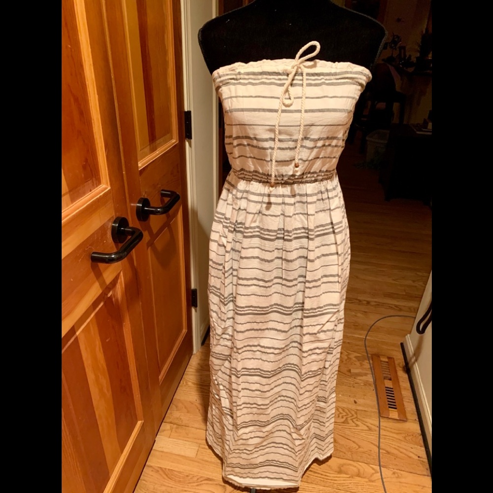 Gap white striped cotton maxi dress